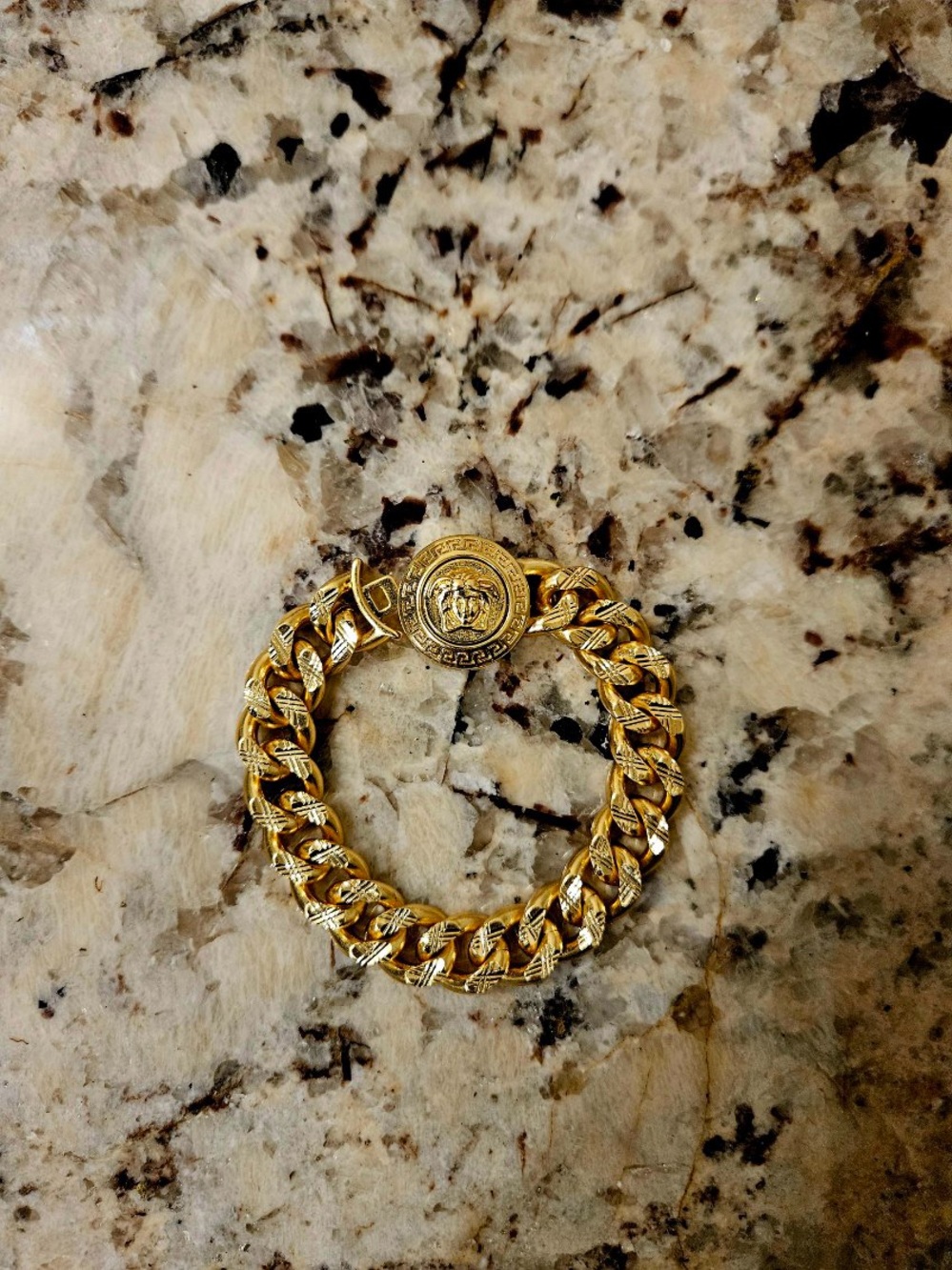 Versace Gold Chain Bracelet with Branded Medallion